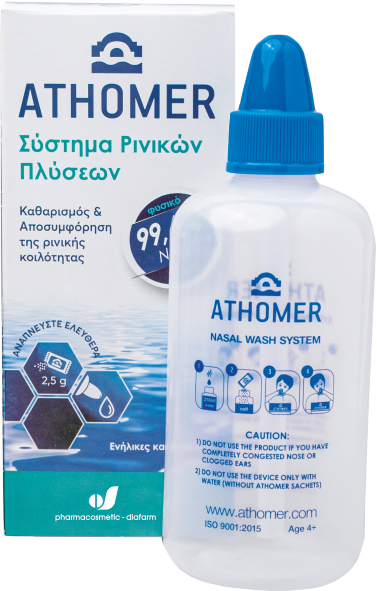 ATHOMER ΣΥΣΤΗΜΑ ΡΙΝΙΚΩΝ ΠΛΥΣΕΩΝ ΦΙΑΛΗ 250ML & 10x2.5g ΦΑΚ ΑΛ