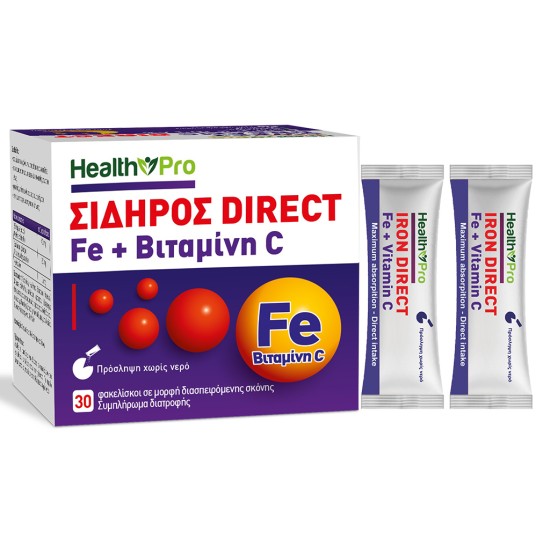 HEALTH PRO ΣΙΔΗΡΟΣ + ΒΙΤΑΜΙΝΗ C DIRECT 30 ΦΑΚΕΛΙΣΚΟΙ